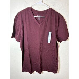 NWT Goodfellow V-Neck T-shirts 2 Pack Short Sleeve Maroon White Men's Size Large